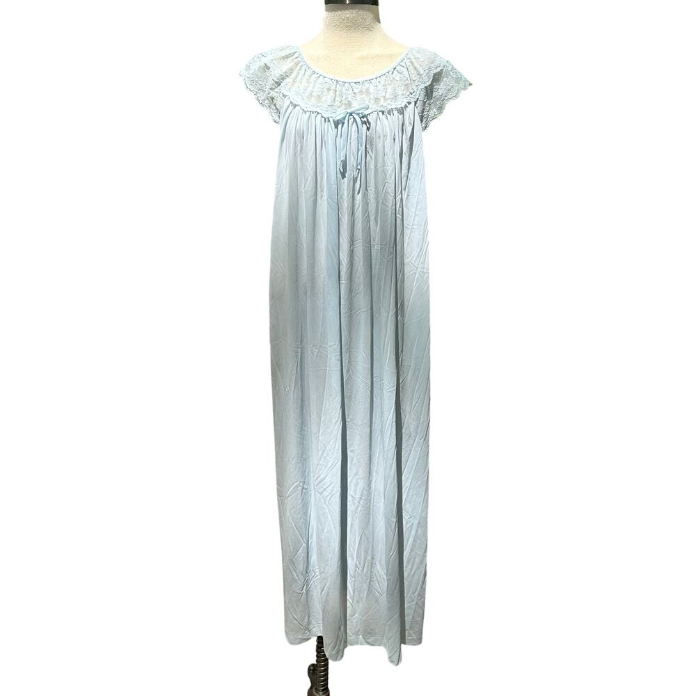 Vintage Gilead Blue Lace Satin Slip Dress Size Small Womens